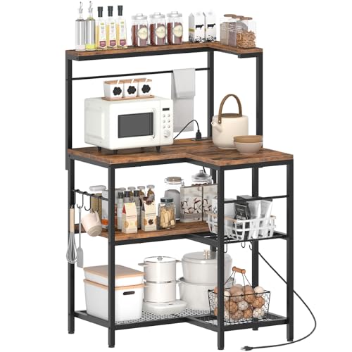 HOOBRO L-Shaped 4-Tier Coffee Bar