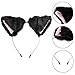 E-TING Long Fur Cat Ears Anime Cosplay Headband Hairband Halloween Cosplay Party Costume (Black with Pink inside)