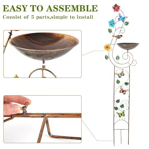 Bain d'oiseaux et bassin extérieur avec distributeur d'eau sur support pour jardin