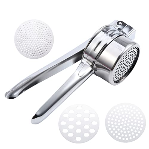 VINTORKY Stainless Steel Potato Ricer Fruit Strainer Masher Garlic Press Food Press Squeezer for Orange Potato Juice