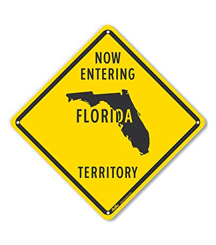 Panneau aluminium Now Entering Florida Territory 25,4x25,4 cm jaune décoratif