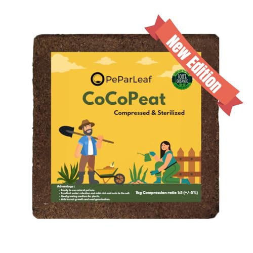 Image of PeParLeaf - Cocopeat 2kg Block (Set of 2 X 1kg) | Expands Upto 40 Liter Or 6 KG Powder | Organic Fertiliser for Home Gardening and Potted Plants | Natural Coconut Coir Fibres