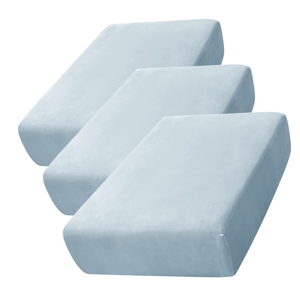 Photo 1 of ***STOCK PHOTO REFERENCE **CONRUSER Stretch Cushion Cover, Soft Velvet Plush Cushion Slipcover Seat Sofa Covers Furniture Protector with Elastic Bottom (Light Blue, 3)