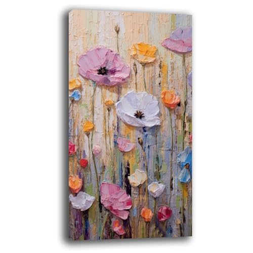 Printerland Quadri Moderni Soggiorno Verticale FIORI Quadro moderno FIORE da Parete XXL grande Stampa su tela Canvas Decorazione Murale muro Arredo Camera da letto Cucina (2, 50x100 cm)