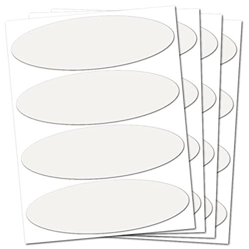 B REFLECTIVE Éco OVAL, (Pacco da 4) Kit 4 adesivi rifrangenti/riflettenti, Sicurezza e visibilità di notte, Adesivo per Casco Moto/Motorino/Bicicletta/Passeggino/Giocatolli, 8,5 x 2,7 cm, Bianco