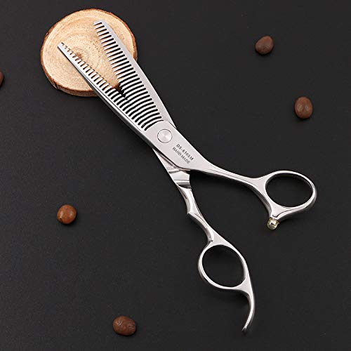 Purple Dragon Professional 6.0 inch Sliver Double teeth Barber Hair Thinning Scissor/Shear Set- Perfect for Hair Stylist or Home Use