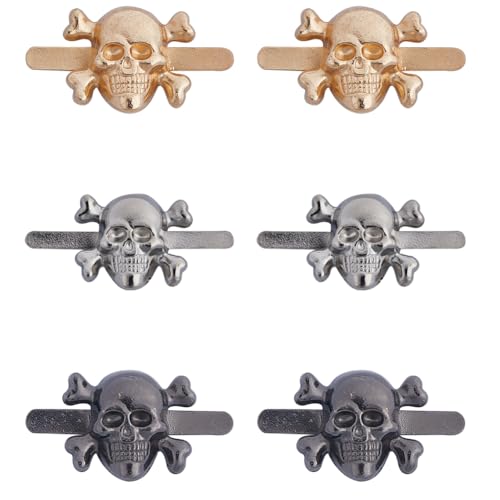 Image of GORGECRAFT 1 Box 30Pcs 3 Colors Skull Prong Studs Ghost Head Studs Skull Head Bone Carving Craft Mixed Color Zinc Alloy Bag Decorative Buckle Clips for Purse Bag Leather Handbag Craft Decorations