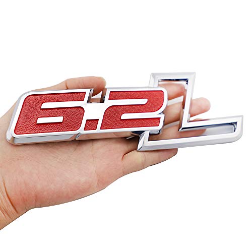Image of COMK 3D 6.2L Engine Emblems Badge Trunk Door Fender Bumper Auto Sticker Decal for 19-21 Chevrolet Silverado 6.2L Gloss Black Emblem Sierra Camaro GMC Ford F150 F250 F350 Trucks (Sliver-Red)