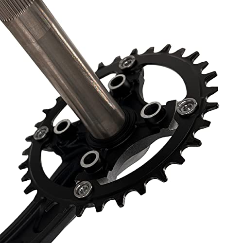 DECKAS 170mm Crankset, 104BCD 32T 34T 36T 38T Round Single Speed Narrow Wide Tooth Chainring and Crank Arm Set for MTB BMX Road Bicycle (Black 32T)