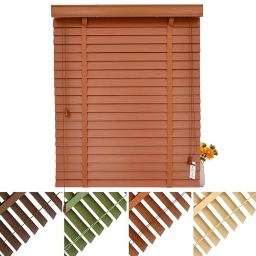 Stores vénitiens en bois pour intérieur et extérieur, 5 cm, tailles personnalisées 40 x 60, 70 x 90, 100 x 140, 120 x 160 cm, marron clair, parfait pour la maison et le bureau