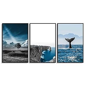 signwin 3 Piece Framed Canvas Wall Art Blue...