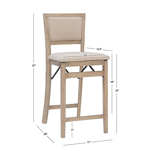 Linon AMZN3238 Keira Natural Rustic Wooden Folding Counter Stool thumb #2