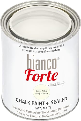 Bianco Forte Blanco Antiguo 1L Pintura a la Tiza con Acabado/Protección 2 en 1: Chalk Paint Súper