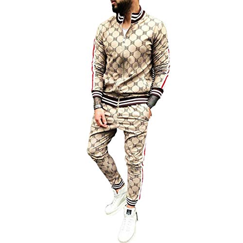 Crazynekos Survêtement décontracté pour homme, pantalon veste sweat hip hop, ensemble fin - - XS/M Cover
