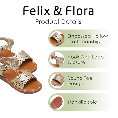 Image of Felix & Flora Toddler Girl Sandals - Little Girl Easter Dress Shoes Lightweight Open Toe Beach Holiday Flats