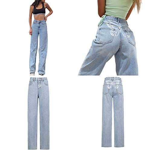 GuliriFei Jeans da donna a vita alta Y2k a gamba