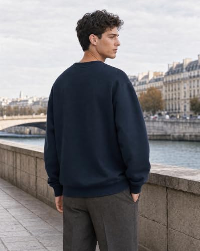 Image of Nobero Oversized Sweatshirts for Man Stylish Crew Neck | 280 GSM Rich Cotton Fleece Solid Oversized Fit Full Sleeve Sweatshirt for Men | Stylish Casual Wear Winter Sweatshirt for Men