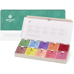 مجموعة شاي OSULLOC Premium (40 قطعة، 10 نكهات x 4 لكل منها)، مجموعة متنوعة من صناديق هدايا Self Care Sampler، شاي عضوي نقي وممزوج ممتاز من جيجو