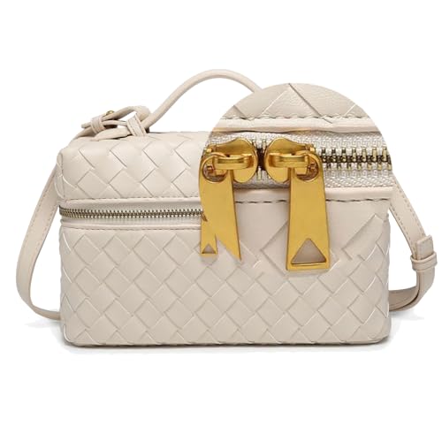 Mini Woven Crossbody Purse Square Box Bags Top-Handle Tote Handbag Shoulder Bag Cute Satchels Trendy