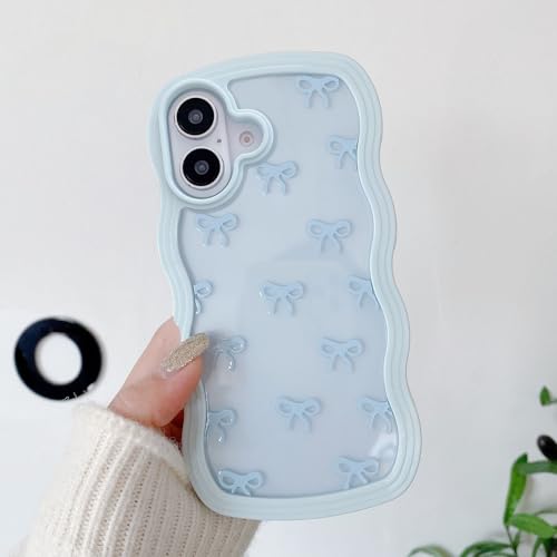 Housse iPhone 16 Plus fine antichoc et transparente motif bleu