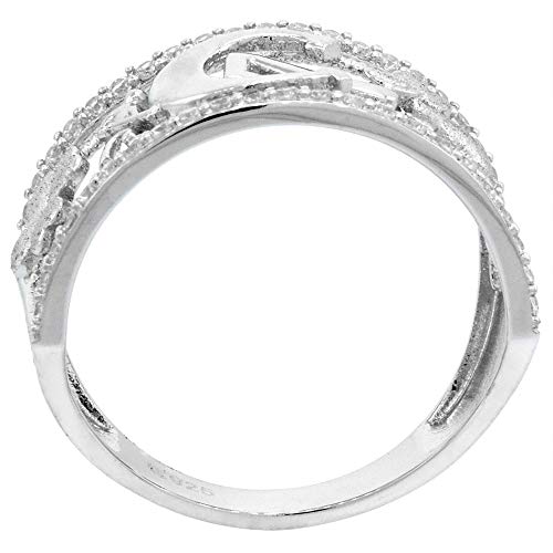Sterling Silver Micropave Cz Sideways Horseshoe Ring For Women With Lucky Charms Rhodium Finish Size 6 #TOP1