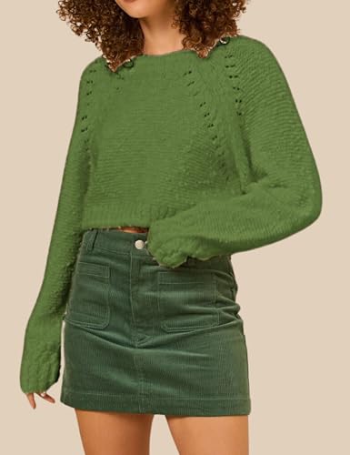 InterNos Women's Open Tie Back Pullover Sweater Popcorn Crew Neck Backless Bow Tie Knitted Crop Tops3