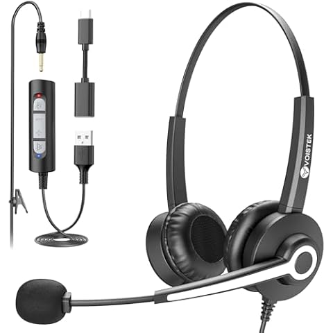 Voistek USB Headset with Microphone Cover