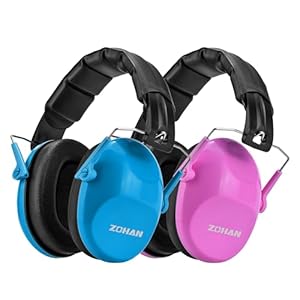 ZOHAN Kids Noise Cancelling Headphones – 25dB NRR Kids Ear Protection 2 Pack, Hearing Protection Safety Ear Muffs for School Monster Truck Fireworks Travel Studying Concerts Autism, Blue and Pink