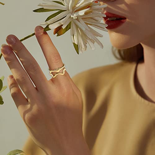 Iregina Y2Koloring Adjustable Rings For Girls Open Finger Ring Stacking Thumb Rings Inspirational Gift For Women Fashion Jewelry (Gold, One Size) #TOP3