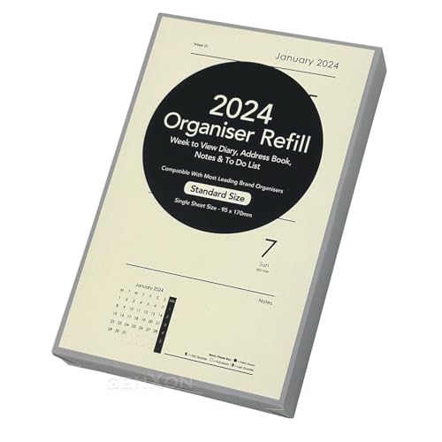 2024 Diary Organiser Refill A6 Pocket Size Diary, Week to view, Address book Notes & To Do List