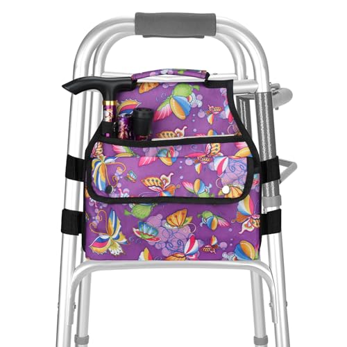 supregear Walker Side Bag, Storage Pouch w/Cup Holder for Folding Walker, Waterproof Caddy Basket for Side Bar Accessory Attachment for Seniors Elderly, Double Sided Organizer — view 2