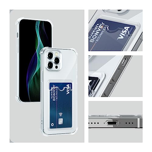 Image of AKABEILA Case for iPhone 15 Clear Cute Phone Case Soft TPU Wallet Case Slim Bag Cover Shockproof with Card Slot Holder