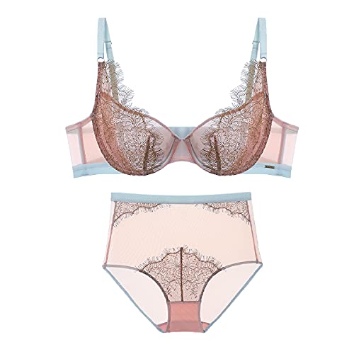Soutien-gorge transparent push-up armatures marron maille filet string