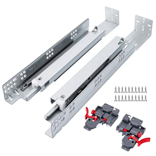 LONTAN 6 Pairs Undermount Soft Close Drawer Slides 21 Inch Full Extension Drawer Glides with 3D Adjustable Lock Device and Rear Mounting Brackets,Concealed Bottom Mount Rails 100 LB Capacity