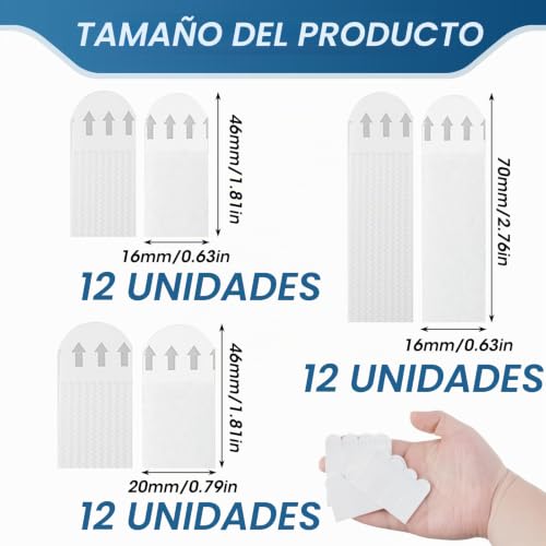 Miniatura 2 de 72 Piezas Tiras Adhesivas Para Colgar Cuadros Sin Agujeros 32 Pares , Cinta De Doble Cara Para Colgar Marcos, Espejos, Relojes De Pared Sin Clavos, Adecuado Para Diversas Superficies