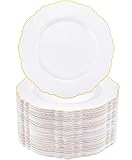 WDF 60pcs Gold Plastic Dinner Plates -10.25inch Baroque...