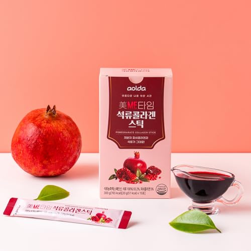 MEME TIME Pomegranate Collagen Stick 20 g x 15 (300 g) | 93.2% Spanish Pomegranate Concentrate & 1,000 mg Low Molecular Weight Fish Collagen | Fruity, Practical & for Daily Beauty Boost