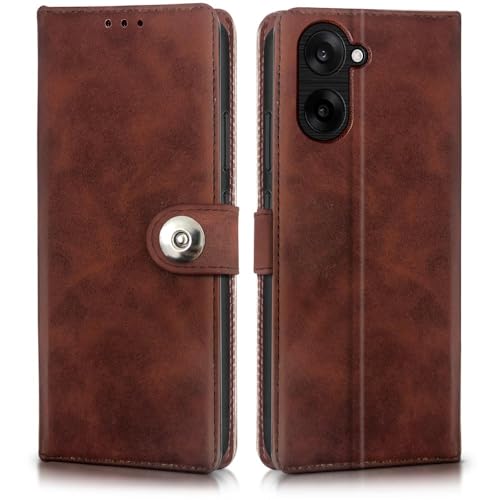 Image of WOW IMAGINE Shock Proof Flip Cover Back Case for 1+ OnePlus Nord CE 5 5G (Magnetic Button Flip Case | Wallet Pockets & Stand | Leather Finish | Coffee)