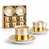 DESIGN RAFFINÉ: Décoration sophistiquée en céramique blanche ornée de motifs floraux baroques dorés avec bande dorée brillante, apportant une touche luxueuse à votre table