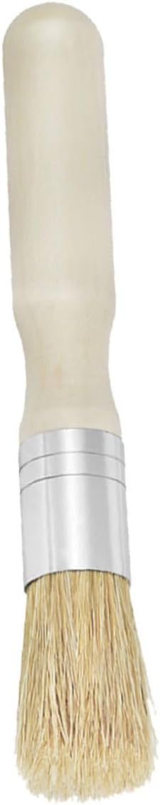 HOMSFOU Round Head Stencil Brush Wooden Handle Small Bristle Brush for Oil and Acrylic Painting for Artists