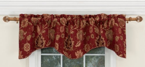 Stylemaster Renaissance Home Fashion Melbourne Chenille Scalloped Valance with Cording, Burgundy 52-Inch by 17-Inch