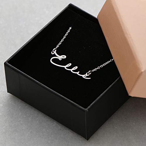 MyNameNecklace Personalized Signature Handwritten Style Name Necklace - Custom Precious Metals Silver 925 & Gold Nameplate Jewelry-Custom Any Name for Women Silver