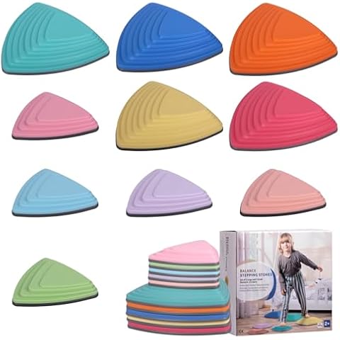 POSKAD Durable Non-Slip Stepping Stones for Kids - Toddler Stepping Stones to Encourage Balance & Gross Motor Skills, Indoor & Outdoor Toys, Gift for Kids, Obstacle Course Fun (10 color) Cover