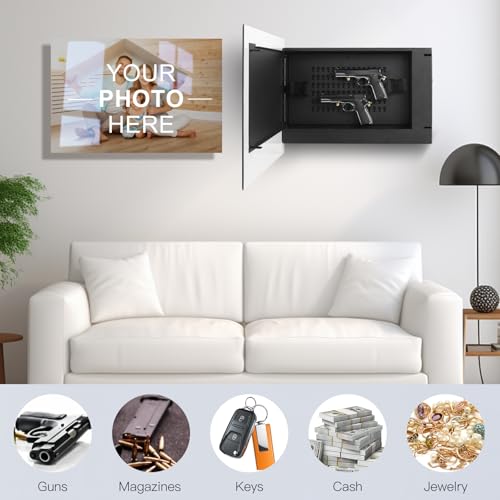 Image of Custom Biometric Hidden Gun Safe fits 2 Pistols with Your Photos