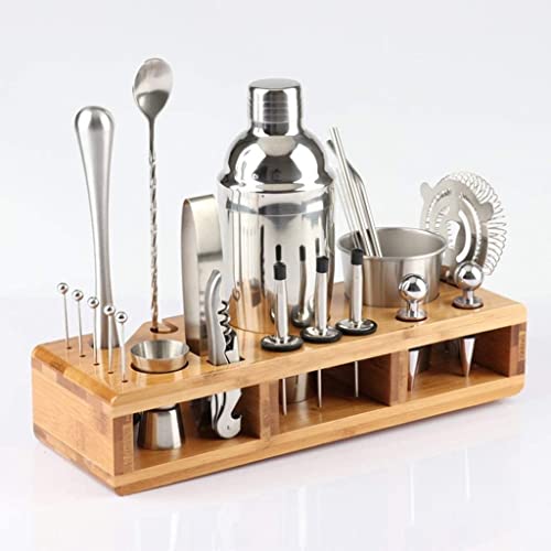 Juego de coctelera de acero inoxidable de 23 piezas para organizar tus herramientas de bar