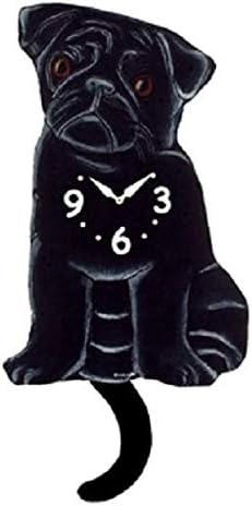 Black Pug Dog Wagging Pendulum Clock