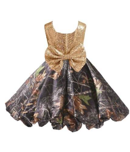 DINGZANCAMO Sparkle Sequin Flower Girl Dress for Wedding Kids Camo Pageant Prom Ball Dresses2