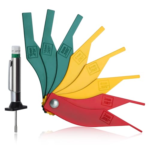 SPEEDWOX Bremsbelag-Dickenmessgerät 8PCS SAE & Metrisch Automotive Bremsbelag messen Lineal Reifenprofil-Tiefenmessgerät Werkzeug Bremsbelag Messgerät Set Farbcodiert - 2mm bis 12mm für Motorrad Auto