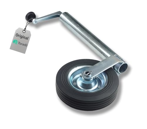 Torado Roue de support pour remorque jusqu'à 150 kg Ø 48 mm avec manivelle pour remorque, accessoires de remorquage, roue de support