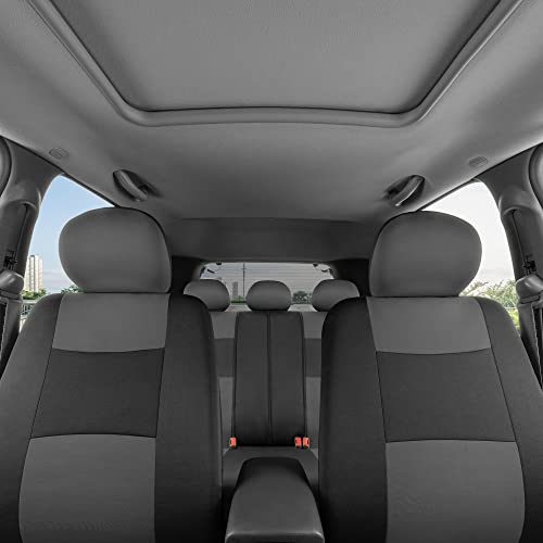 Bdk Polypro Car Seat Covers Full Set In Gray On Black – Front And Rear Split Bench Seat Covers For Cars, Easy To Install Car Seat Cover Set, Car Accessories For Auto Trucks Van Suv #TOP2